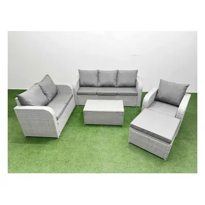 Fimous Patio PE Wicker Seater Outdoor Rattan Furniture Sofa Sets with Rectangular Coffee Table S