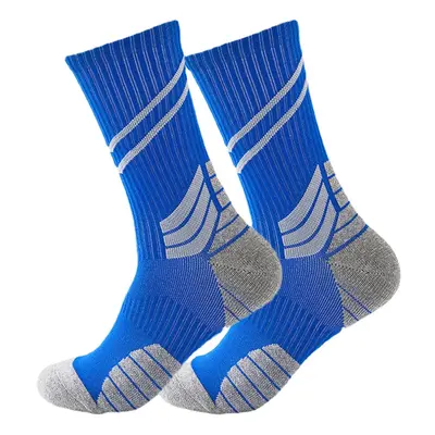 (Light Blue) Men Cotton Slash Letter Pattern Sport Breathable Anti-slip Mid-length Tube Socks