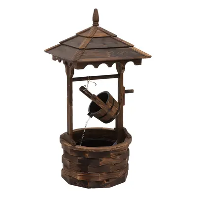 Outsunny Wood Garden Wishing Well Fountain Barrel Waterfall with Pump for Garden