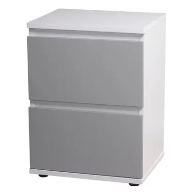 (White Carcass and Grey Drawers) Drawer Wooden Bedside Cabinet Side Table