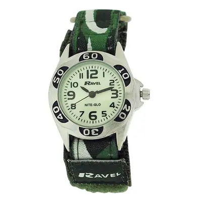 Ravel Nite-Glo Quartz Luminous Dial Army Green Velcro Boys Watch R1704.11