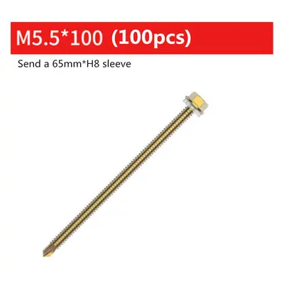 (100mm) M5.5 External Hexagon Self Drilling Screw Color Zinc Plated Length 19-125mm