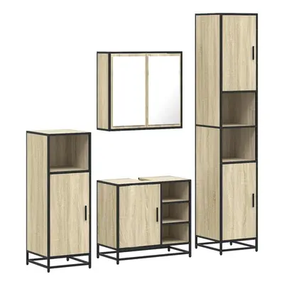 (sonoma oak) vidaXL 4ÃÂ Piece Bathroom Furniture SetÃÂ Sonoma Oak Engineered Wood