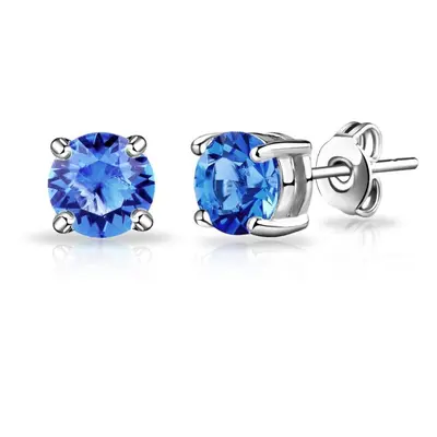 Dark Blue Stud Earrings Created with Swarovski Crystals