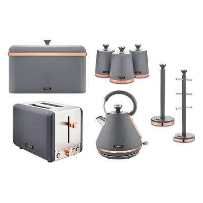 Tower Cavaletto Grey Kettle Slice Toaster & Kitchen Storage Set