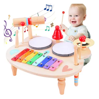 XIAPIA Kids Drum Kit, Baby Drum Musical Instruments Toys for Year Old, Toddler Drum Set with Woo