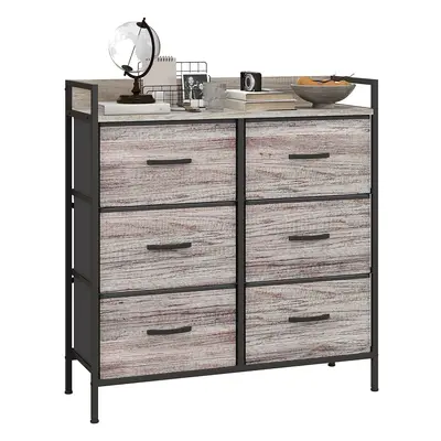 HOMCOM Bedroom Chest of Drawers Drawer Dresser w/ Shelf, Grey Wood Effect