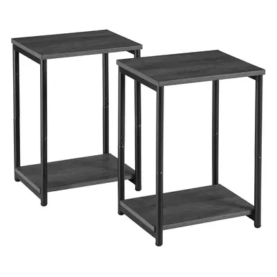 VASAGLE Set of Side Tables, 2-Tier Sofa Side Tables, Bedside Tables with Steel Frames, for Livin