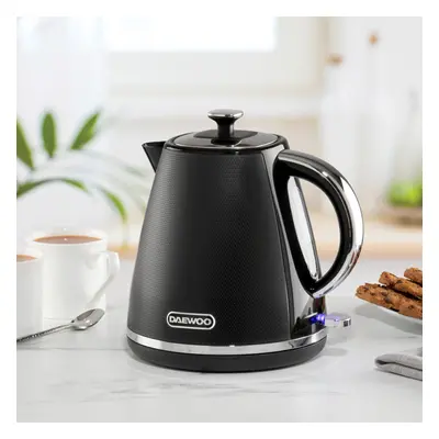 (Black) Daewoo Stirling Pyramid Kettle 1.7L Cordless 3KW Rapid Boil Easy Fill