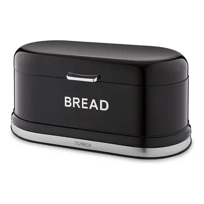 Tower Stylish Kitchen Belle Bread-bin Chrome Lettering Storage Noir Black