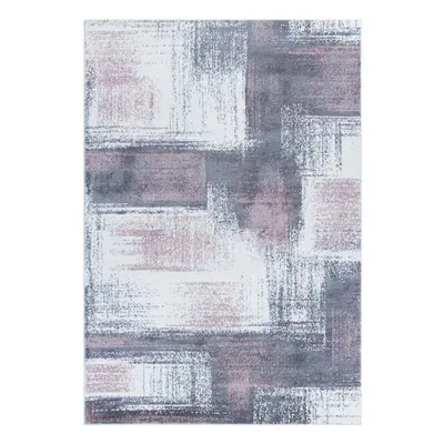 (2S - Pink / Grey, x cm) Modern Distressed Faded Rug Abstract Small Large Bedroom Living Room Ar