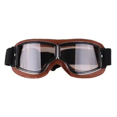 (transparent lens) Retro Style Vintage Motorcycle Goggles Helmet Protective Eyewear for Outdoor 