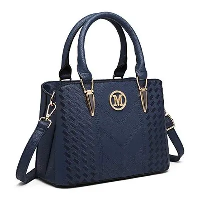 Miss Lulu Women Top Handle Bag Woven pattern and Chevron Shoulder Bag Front Logo Handbags (6865 