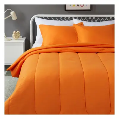 Amazon Basics Piece Microfiber Kids Comforter and Pillow Sham Set Bright FullQueen Bright Orange