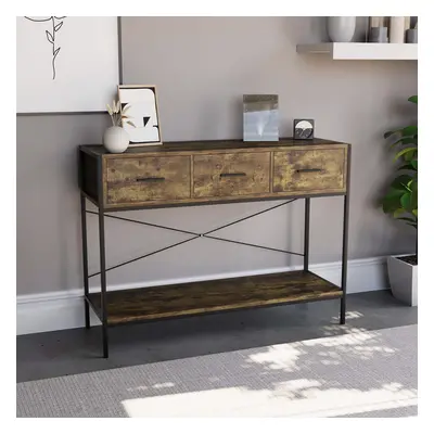 (Dark Wood) Brooklyn Drawer Console Table Hallway Storage