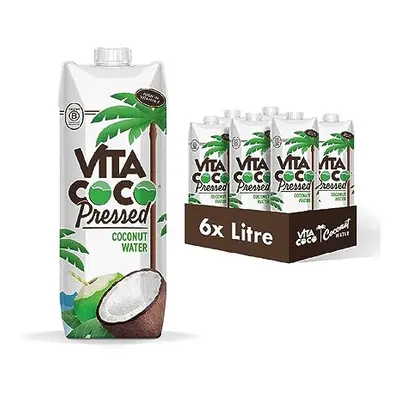 Vita Coco Pressed Coconut Water 1L x 6, Naturally Hydrating, Coconut Taste, Packed With Electrol