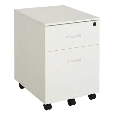 Vinsetto 2-Drawer Locking Office Filing Cabinet Wheels Rolling Storage White