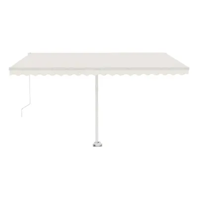 vidaXL Manual Retractable Awning with LED 450x300 cm Cream Sun Shade Shelter