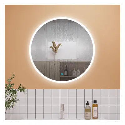 (600*600mm) Round LED Bathroom Mirror with Anti-fog, Switchs