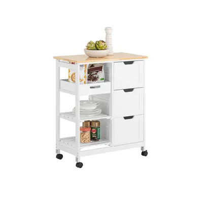 SoBuyÂ® FKW79-W, Kitchen Storage Trolley with Drawers & Removable Tray