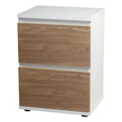 (White Carcass and Oak Drawers) Drawer Wooden Bedside Cabinet Side Table