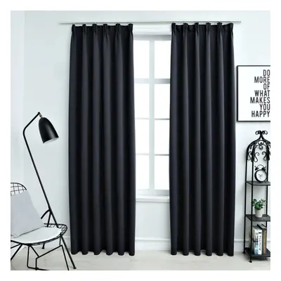 vidaXL 2x Blackout Curtains with Hooks Anthracite 140x245cm Drapery Blind