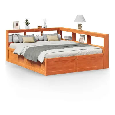 (wax brown, x cm) vidaXL Bookcase Bed without Mattress Wax Brown 200x200cm Solid Wood Pine bed