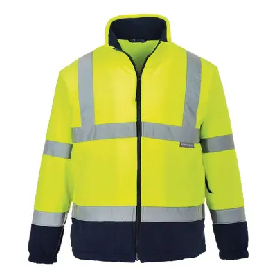 (XS, Yellow/Navy) Portwest Mens Contrast Fleece Hi-Vis Coat