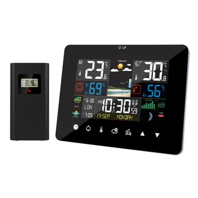 (black) Sunrise And Sunset Weather Station Multi-function Alarm Clock Thermometer Hygrometer Tou