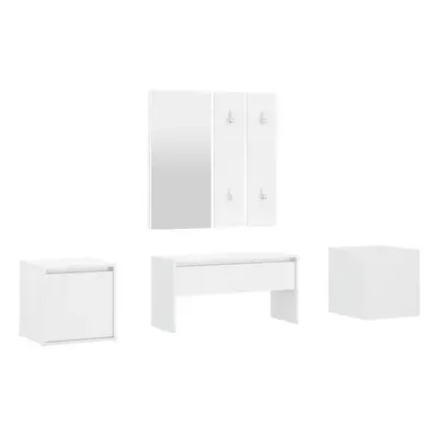 vidaXL Hallway Furniture Set High Gloss White Engineered Wood Storage Bench