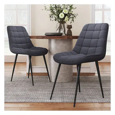 (Grey) Pcs Velvet Upholstered Dining Chairs with Metal Legs