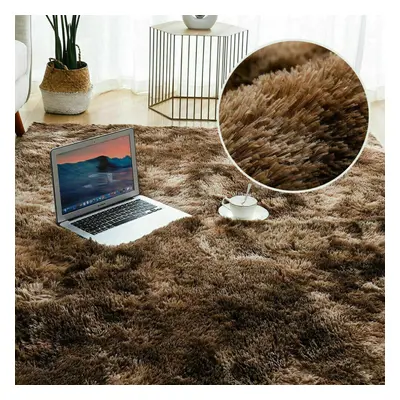 (Brown, 160x230cm) Fluffy Rugs Anti-Slip Large Area Rugs Super Soft Mat Living Room Floor Bedroo