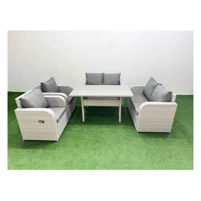 Fimous Seater Outdoor Reclining Chair Love Sofa Set Rattan Garden Furniture Set with Rectangular