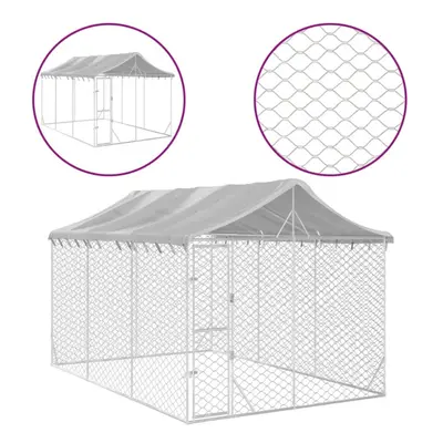 (3 x 4.5 x 2.5 m) vidaXL Outdoor Dog Kennel Dog House with Roof Dog Cage Silver Galvanised Steel