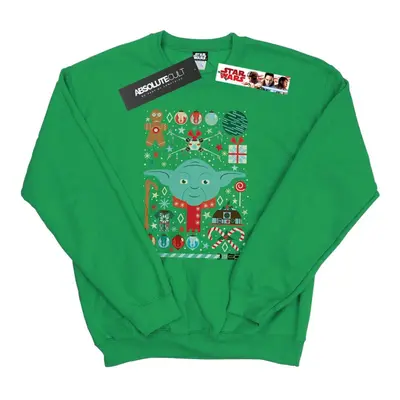 (M, Irish Green) Star Wars Mens Yoda Christmas Sweatshirt