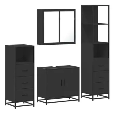 (black) vidaXL 4ÃÂ Piece Bathroom Furniture SetÃÂ Sonoma Oak Engineered Wood