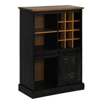 vidaXL Wine Cabinet HALDEN with Wine Racks and Sliding Door Black Pine