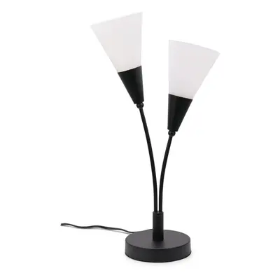 ValueLights Kristina Frosted Way Black Uplighter Table Lamp & Bulbs