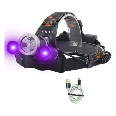 Chronus Headlamp Lumens Rechargeable Blacklight Headlight for Night Fishing, Scorpions Hunting, 