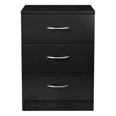 (3 Drawer-With Metal Handles, Black) NRG Chest of Drawers With Metal Handles Bedroom Furniture S