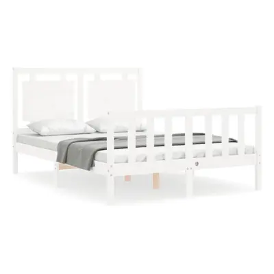 (white, x cm) vidaXL Bed Frame Platform Bed with Headboard White Small Single Solid Wood