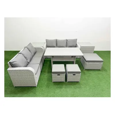 Fimous Outdoor Garden Furniture Sets Seater Wicker Rattan Furniture Sofa Sets with Stools Side T