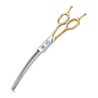 Jason 7.5 Inch Curved Thinning Scissors for Dog Teeth Professional Downward Curved Blending Trim