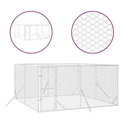 (4 x x m) vidaXL Outdoor Dog Kennel Pet Cage Dog House Pet Crate Silver Galvanised Steel