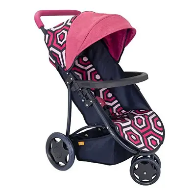 Joie Junior Litetrax Wheeled Pushchair | Buggy In Geometric Pink And Navy | Baby Doll Pushchair 