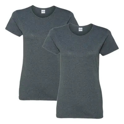 Gildan Women's Heavy Cotton Adult T-Shirt 2-Pack Dark Heather Large