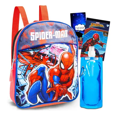 Marvel Spiderman Mini Backpack For Boys Kids ~ Pc Bundle With 11"" Spiderman School Bag For Kids