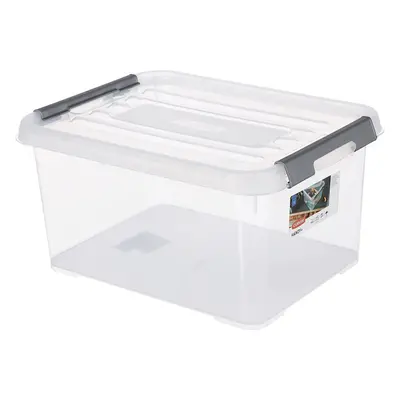 Curver Storage Box Handy Plus with lid 15L in Transparent/Silver, 39x29x20 cm