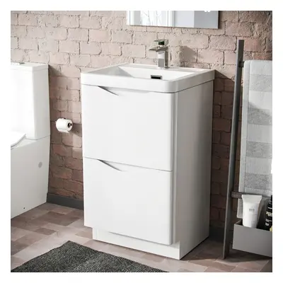 Merton 500mm White Basin Vanity Unit Drawer Storage Cabinet Gloss