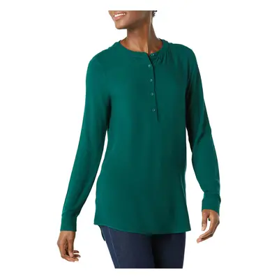 Amazon Essentials Womens Long-Sleeve Woven Blouse Dark green Large